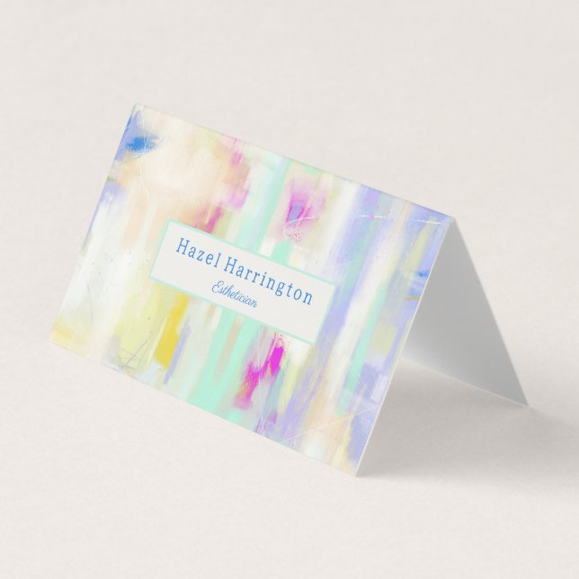 QR Code Pastel Folded Business Card Artistic (Front)