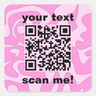 QR Code Pastel Pink Bubblegum Cute Modern Square Sticker