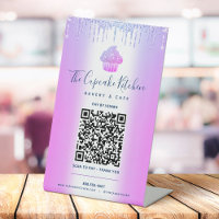 QR Code Pay Here Purple Cupcake Glitter Bakery