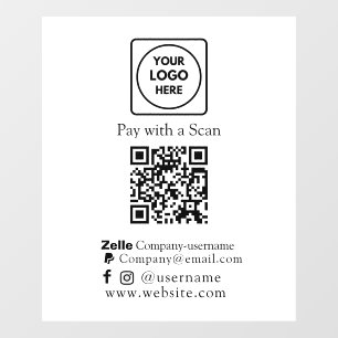 QR Code Pay   Zelle Paypal Business Payment  Window Cling