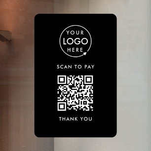 QR Code Payment   Black Logo Contactless Window Cling