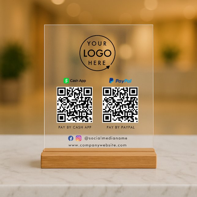 QR Code Payment | CashApp Paypal Scan to Pay Logo Acrylic Sign (Creator Uploaded)