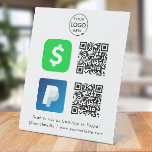 QR Code Payment CashApp Paypal Scan to Pay Logo Pedestal Sign