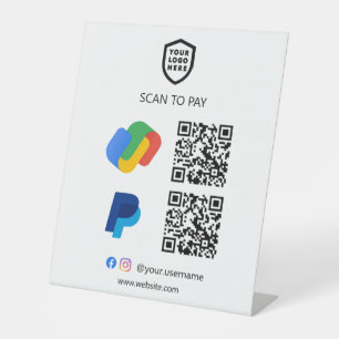 QR Code Payment   Google Pay & Paypal Scan to Pay Pedestal Sign