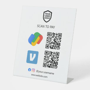 QR Code Payment Google Pay & Venmo Scan to Pay Pedestal Sign