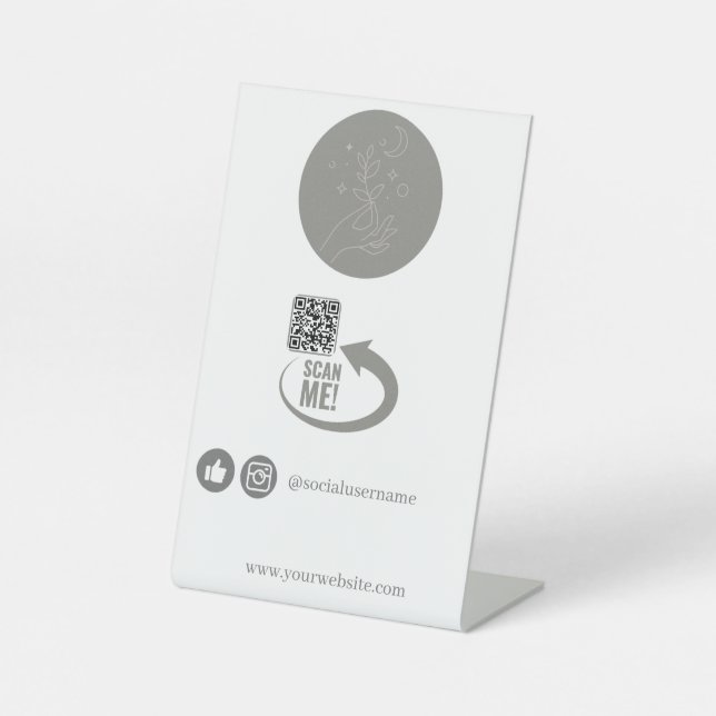 QR Code Payment Grey Mystical  Pedestal Sign (Front)