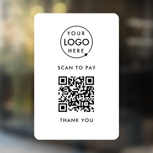 QR Code Payment Logo Contactless Scan to Pay Window Cling