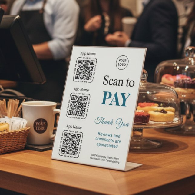 QR Code Payment - Scan to Pay Business Logo Pedestal Sign (Creator Uploaded)