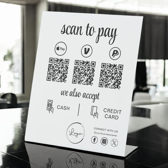 QR Code Payment - Scan to Pay Business Logo Pedestal Sign (Creator Uploaded)