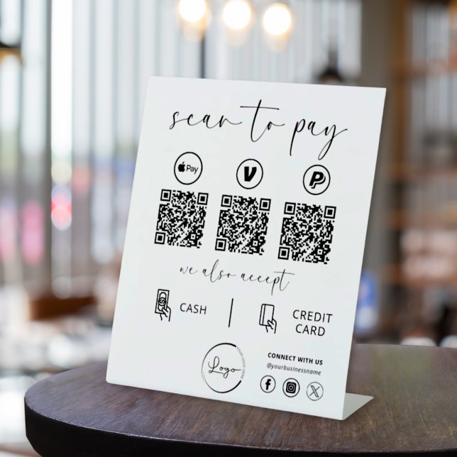 QR Code Payment - Scan to Pay Business Logo Pedestal Sign (Creator Uploaded)
