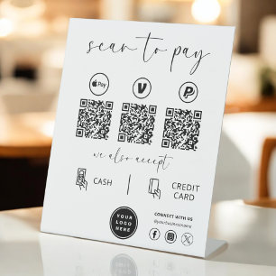 QR Code Payment - Scan to Pay Business Logo Pedestal Sign