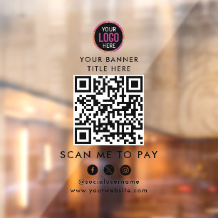 QR Code Payment   Scan to Pay Business Logo  Window Cling