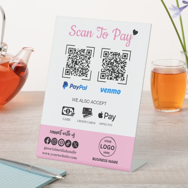 QR Code Payment Scan to Pay Venmo Paypal  Pedestal Sign (In SItu)
