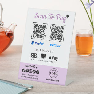 QR Code Payment Scan to Pay Venmo Paypal Pedestal Sign