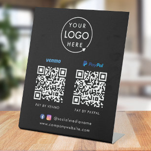 QR Code Payment   Venmo Paypal Scan to Pay Black Pedestal Sign