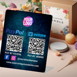 QR Code Payment Venmo Paypal Scan to Pay Logo Pedestal Sign