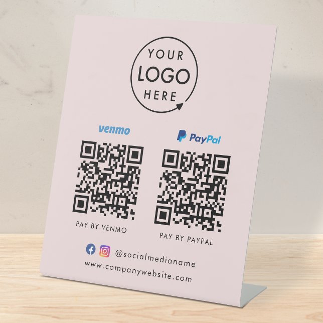 QR Code Payment | Venmo Paypal Scan to Pay Pink Pedestal Sign (Creator Uploaded)