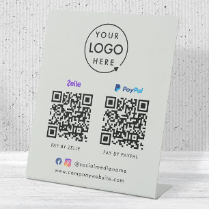 QR Code Payment   Zelle Paypal Scan to Pay Grey Pedestal Sign