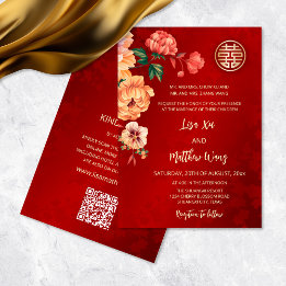QR Code | Peony Chinese Wedding Invitation