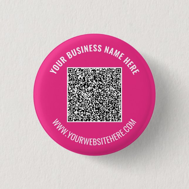 QR Code Personalized Button Custom Text and Colour (Front)