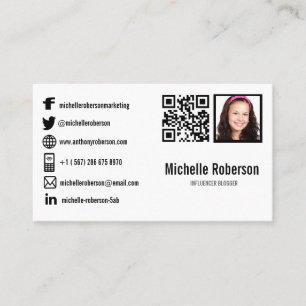 QR code photo and social media icons Business Card