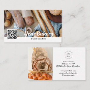 QR code photo bakery business card with Logo