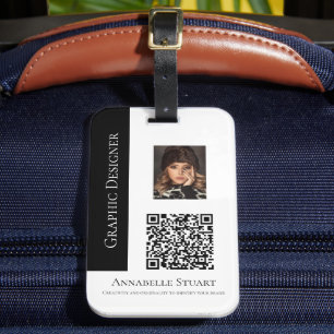 QR code Photo Business Company Large Luggage Tag