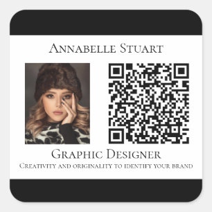 QR code Photo Company Business  Square Sticker