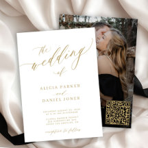 QR code photo modern elegant gold wedding
