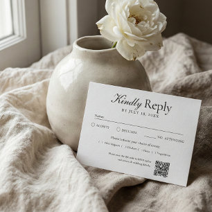 QR Code Photo Off White RSVP Card