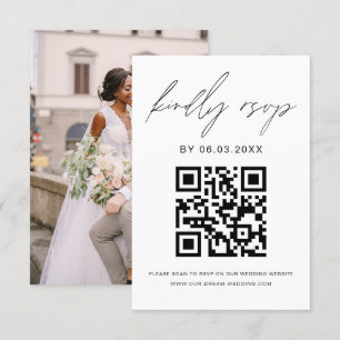 QR Code Photo RSVP Minimalist Wedding Website Card