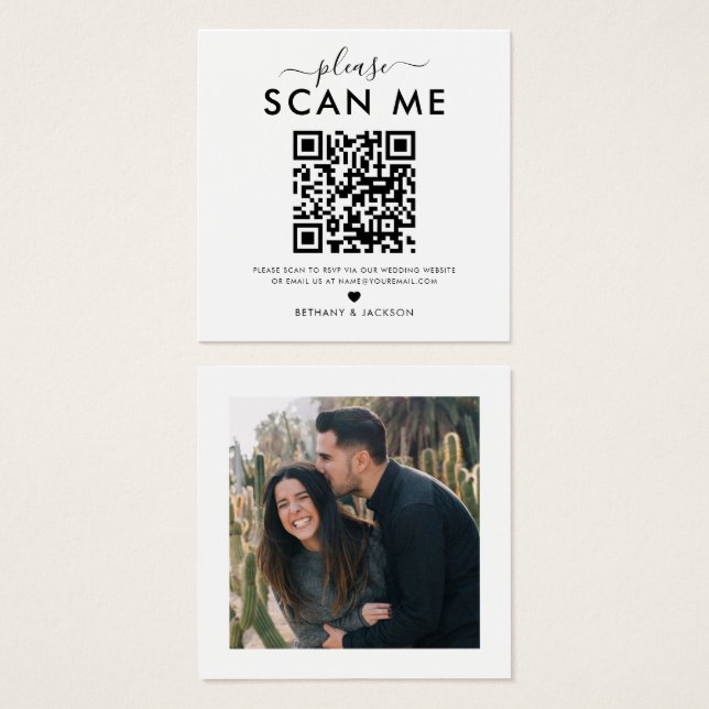 QR Code Photo Wedding RSVP Card (Front & Back)