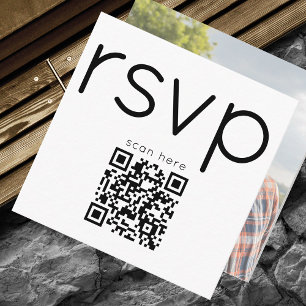 Qr Code Photo Wedding Simple Modern Elegant Rsvp Enclosure Card