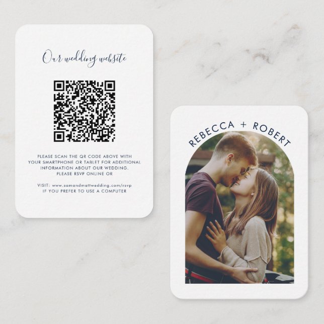 QR Code Photo Wedding Website RSVP Enclosure Card (Front/Back)