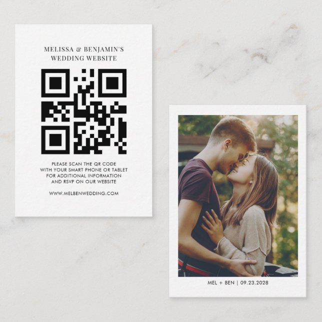 QR Code Photo Wedding Website RSVP Enclosure Card (Front/Back)