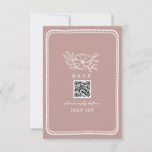 QR Code Pink Floral Wedding QR RSVP
