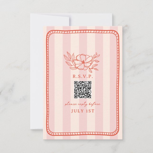 QR Code Pink Strike Floral Mariage QR RSVP (Devant)