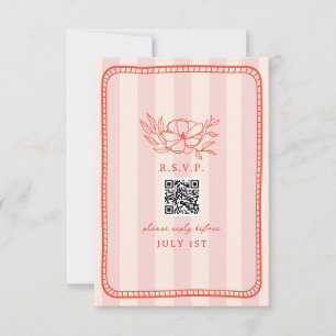 QR Code Pink Strike Floral Mariage QR RSVP