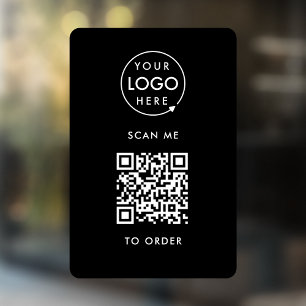 QR Code Place Order Black Business Logo Window Cling