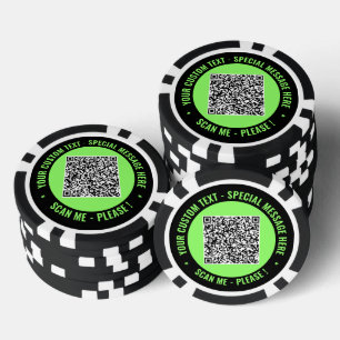 QR Code Poker Chips Example Custom Text and Colors