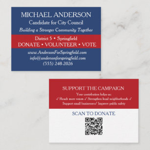 QR Code Political Fundraising Campaign Business Card