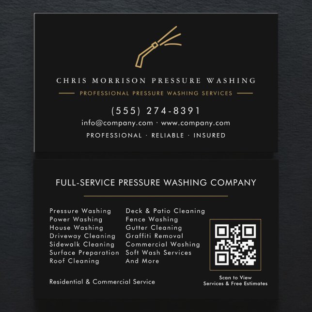 QR Code Pressure Washing Exterior Cleaning Business Card (Creator Uploaded)