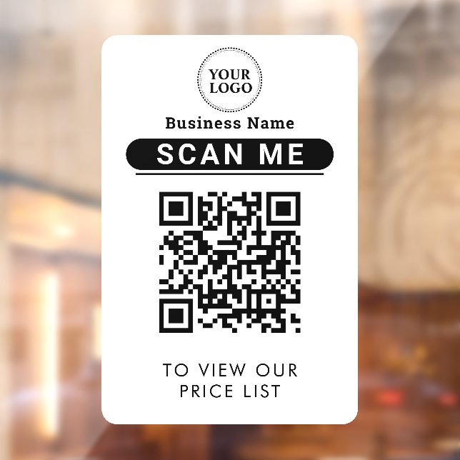 QR Code Price List | Business Logo Contactless Window Cling (Sheet 2)