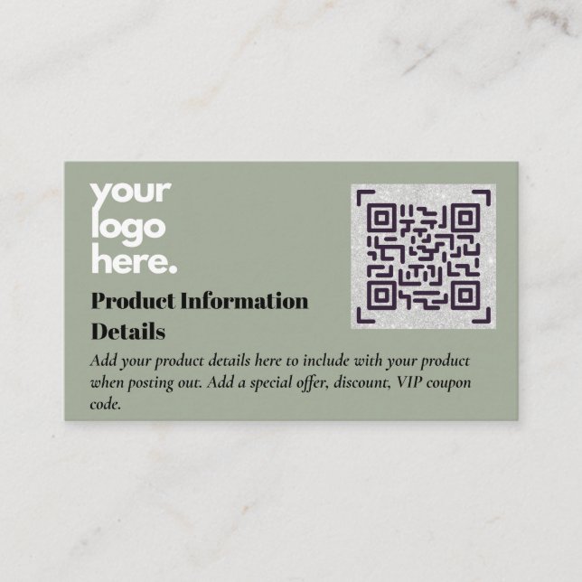 QR Code Product Packaging Warranty Details Coupon Enclosure Card (Front)