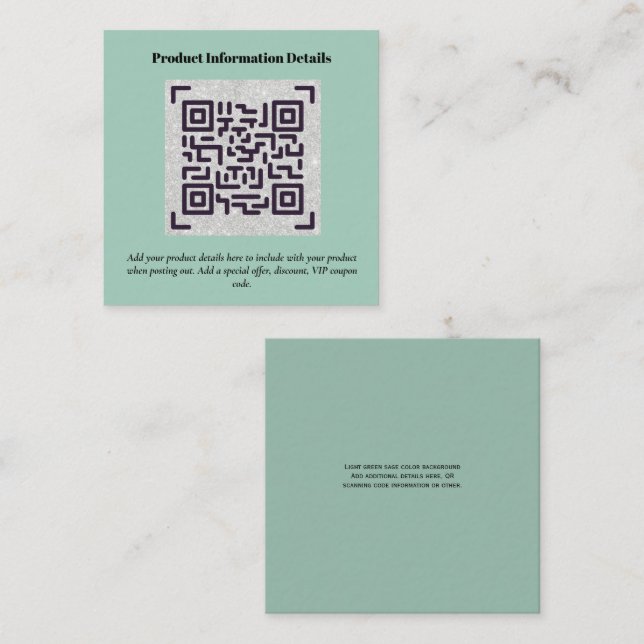 QR Code Product Packaging Warranty Details Coupon Enclosure Card (Front/Back)