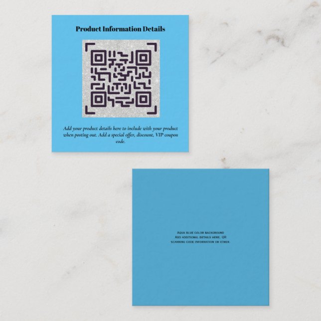 QR Code Product Packaging Warranty Details Coupon Enclosure Card (Front/Back)