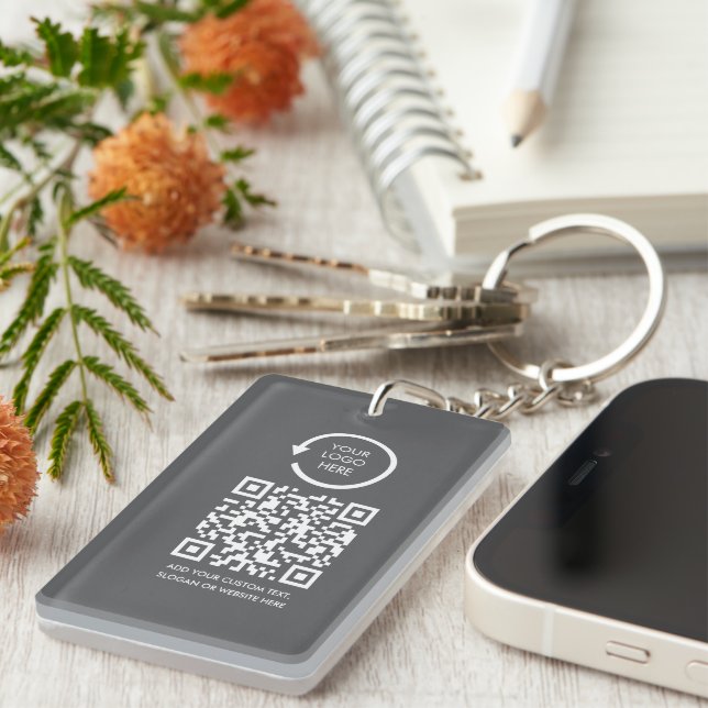 QR Code Professional business logo modern simple Keychain (Front Right)