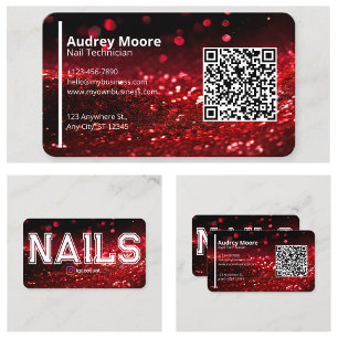 QR Code Professional Creative Nail Technician Business Card