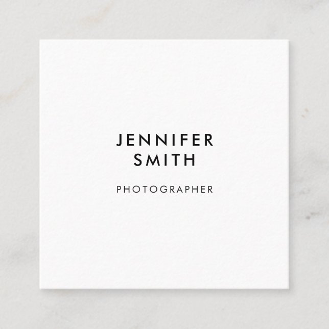 QR Code Professional Minimal White Square Business Card (Front)