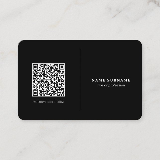 QR code professional minimalist social media black Business Card (Front)